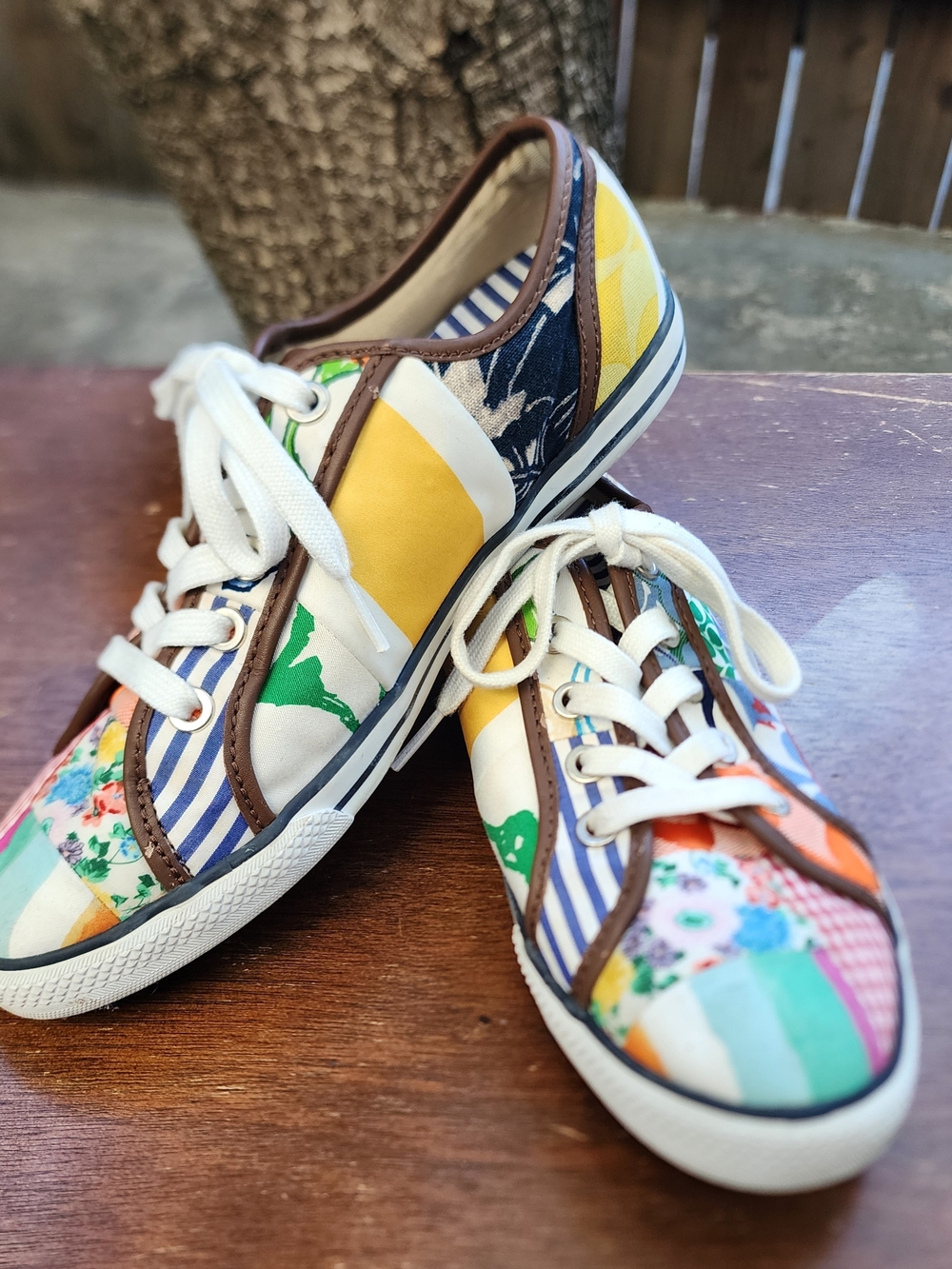 Coach "Daphney" Multi-Color Patchwork Canvas Sneakers [6.5]